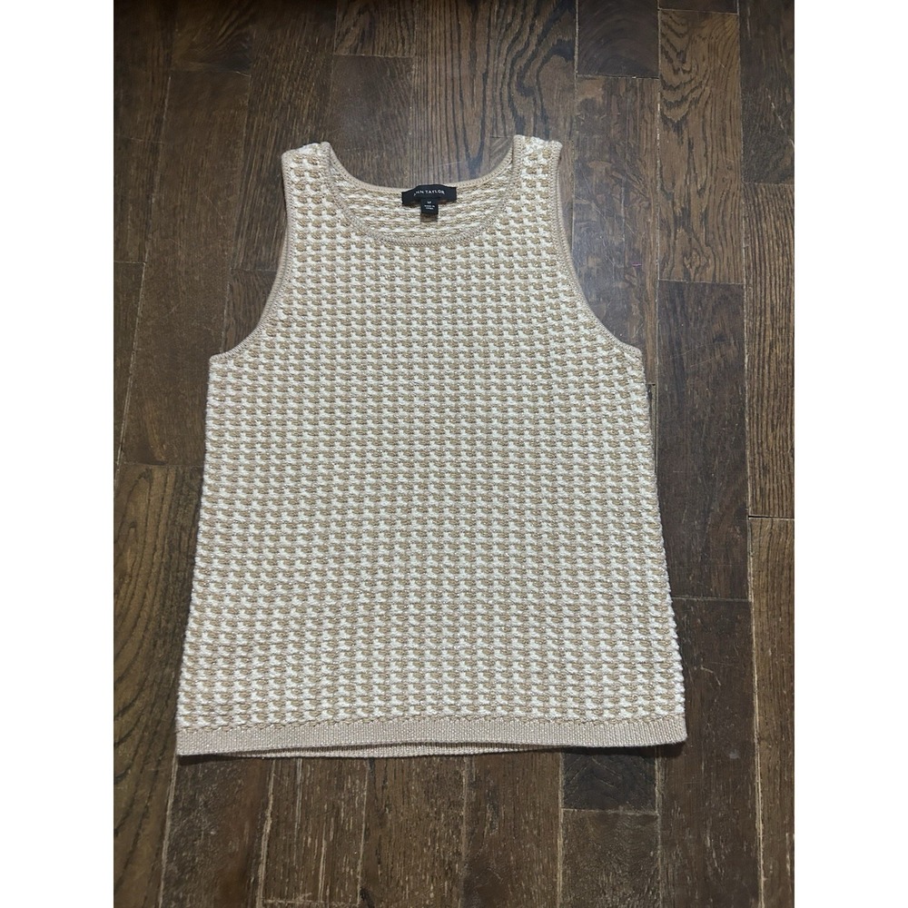 [Ann Taylor] Shimmer Tweedy Sweater‎ Shell - Petite Small Gold